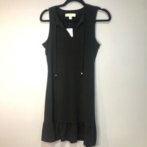 Michael Kors Black Sleeveless Dress with flutter ruffle bottom
